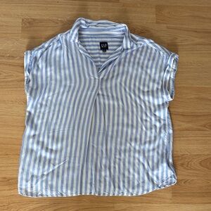 GAP Light Blue and White Striped Blouse